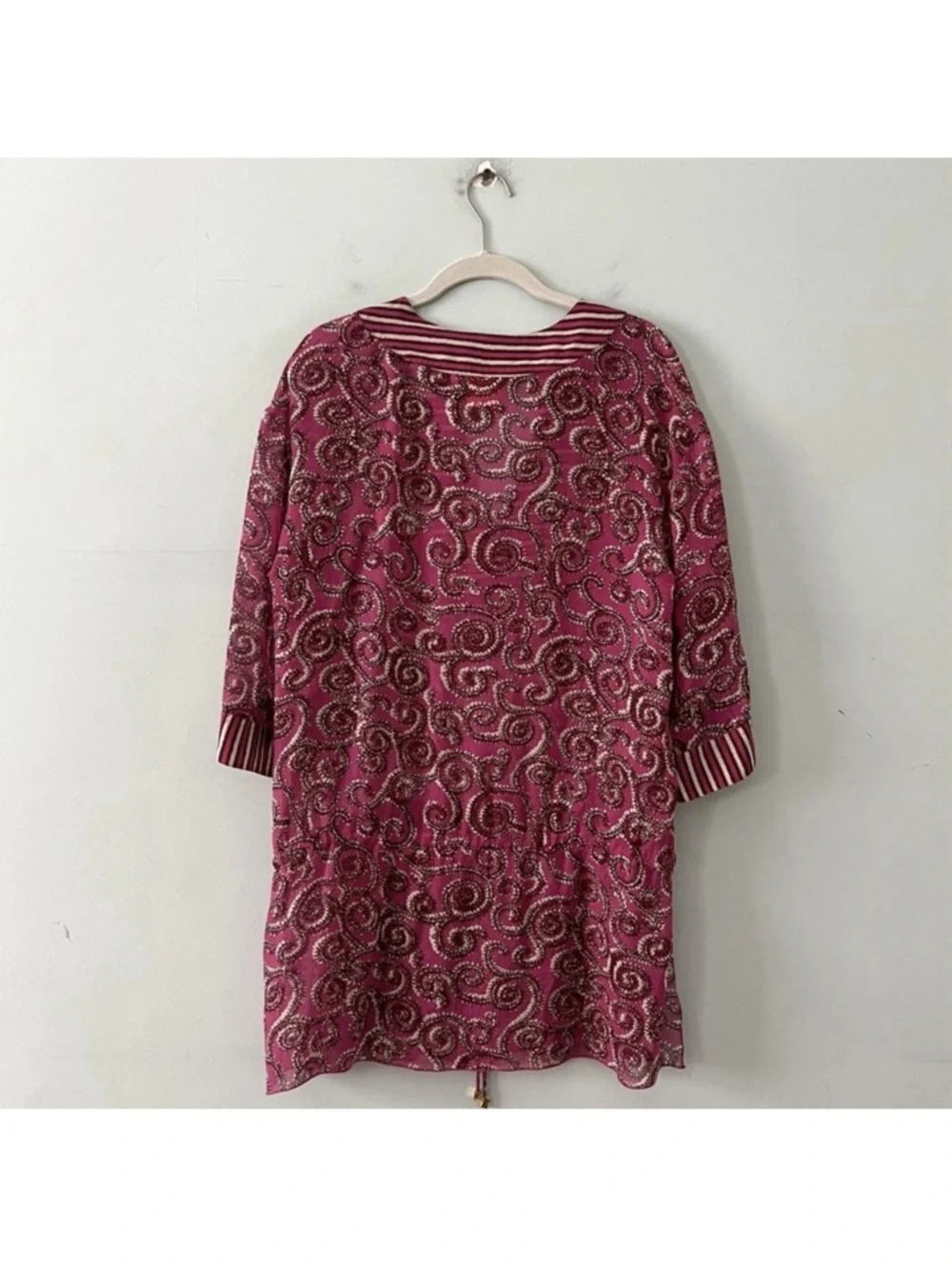 Tory‎ Burch Sapello Silk Magenta Paisley Floral Coverup Tunic Top